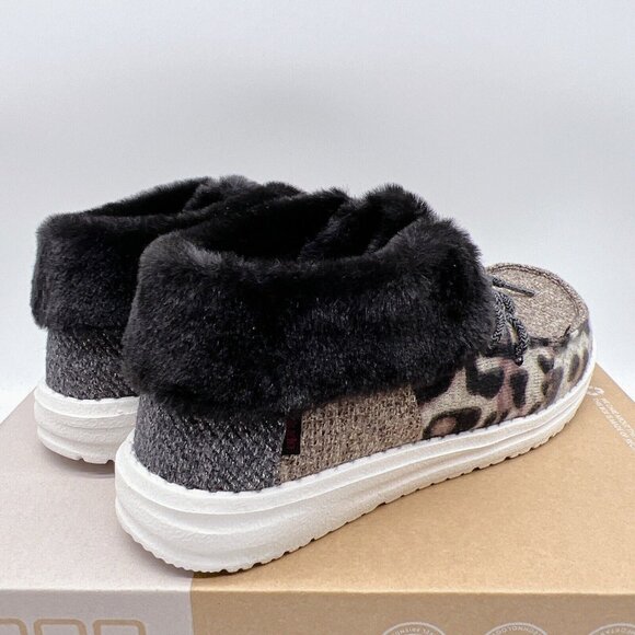 Hey Dude Britt Patchwork Java Gray Women's Comfort Shoes US / EU 36 - Faux Fur - Picture 6 of 12